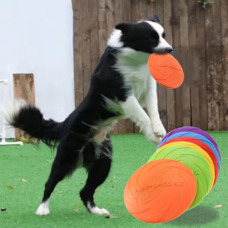 Flying Disc Dog Training Toy - 강아지용 인터랙티브 실리콘 플라잉 소서 장난감,